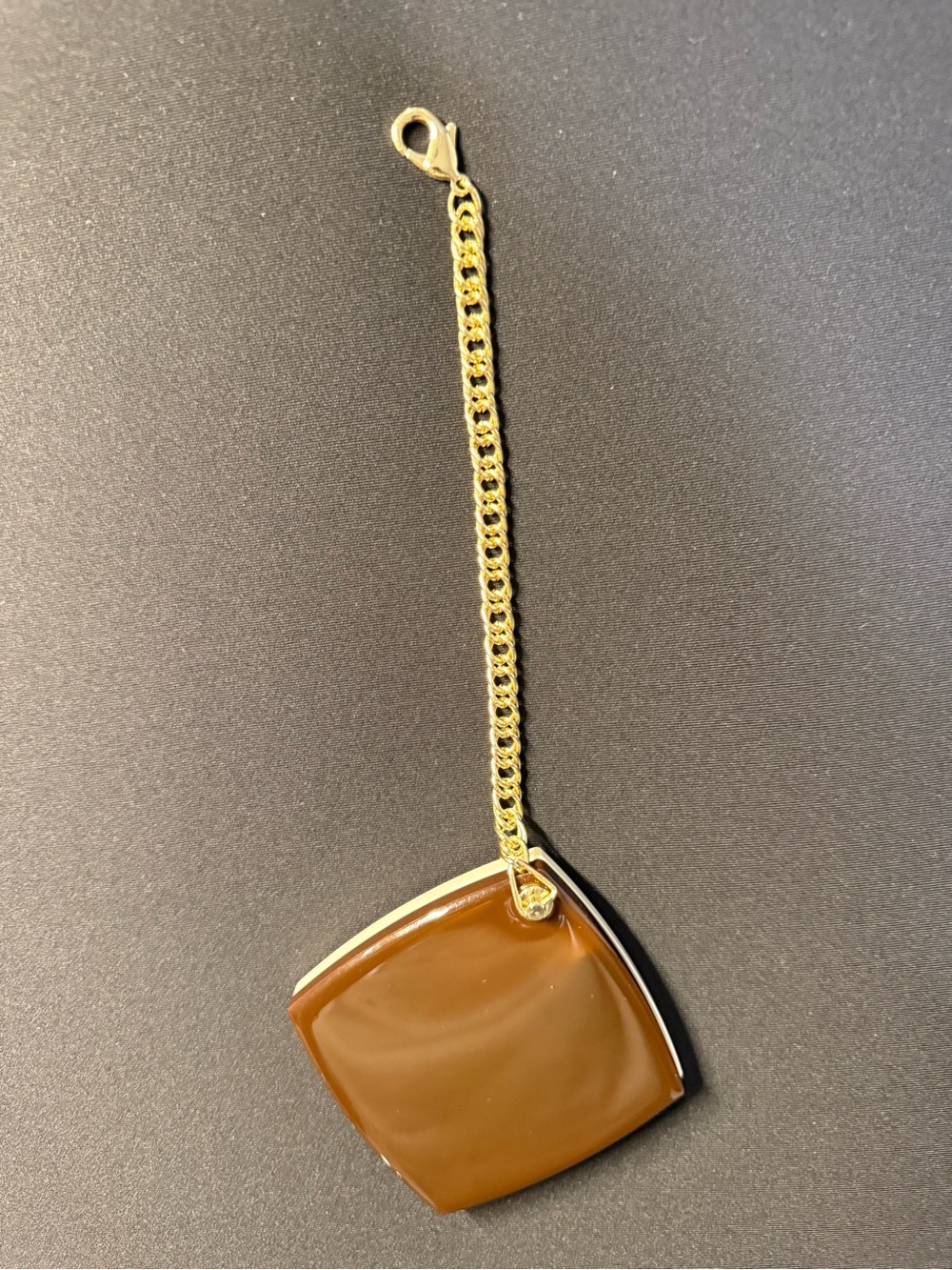Henri Bendel New York Yellow Folding Compact Mirror Gold Chain Travel Mirror - Picture 6 of 6